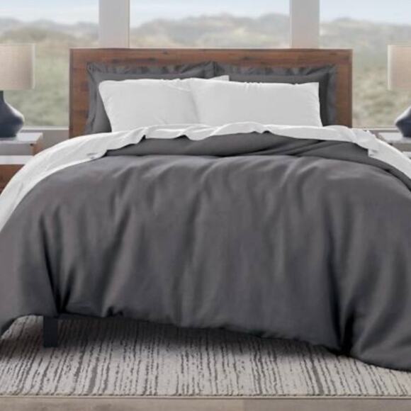 Ella Jayne Luxe Cotton Sateen 500 Thread Ct 3 Pc Duvet Cover Set Gray Full/Queen - Picture 1 of 4